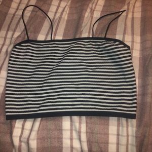 blue and white crop top